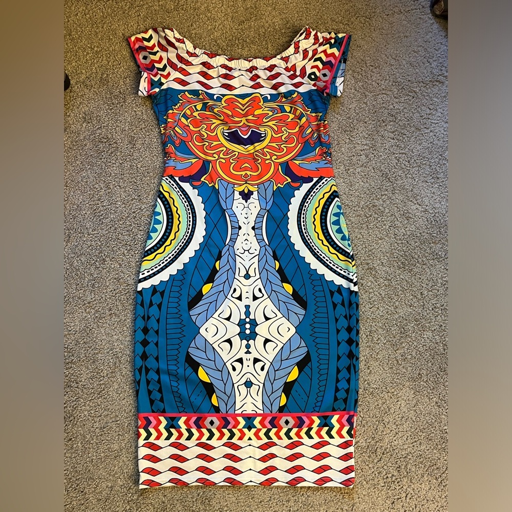 Multicolor midi bodycon dress